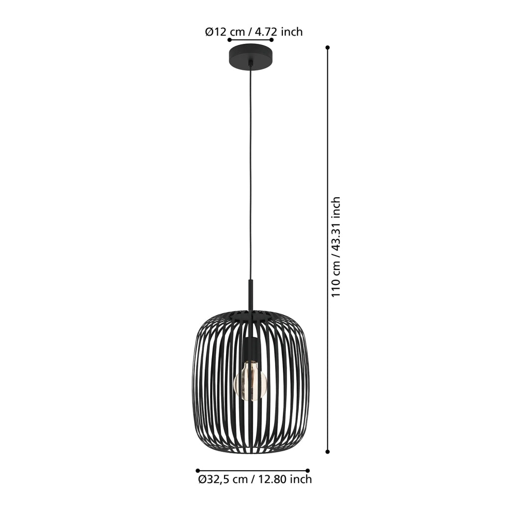 Lampadario A Sospensione Minimal Romazzina Acciaio Nero 1 Luce E27