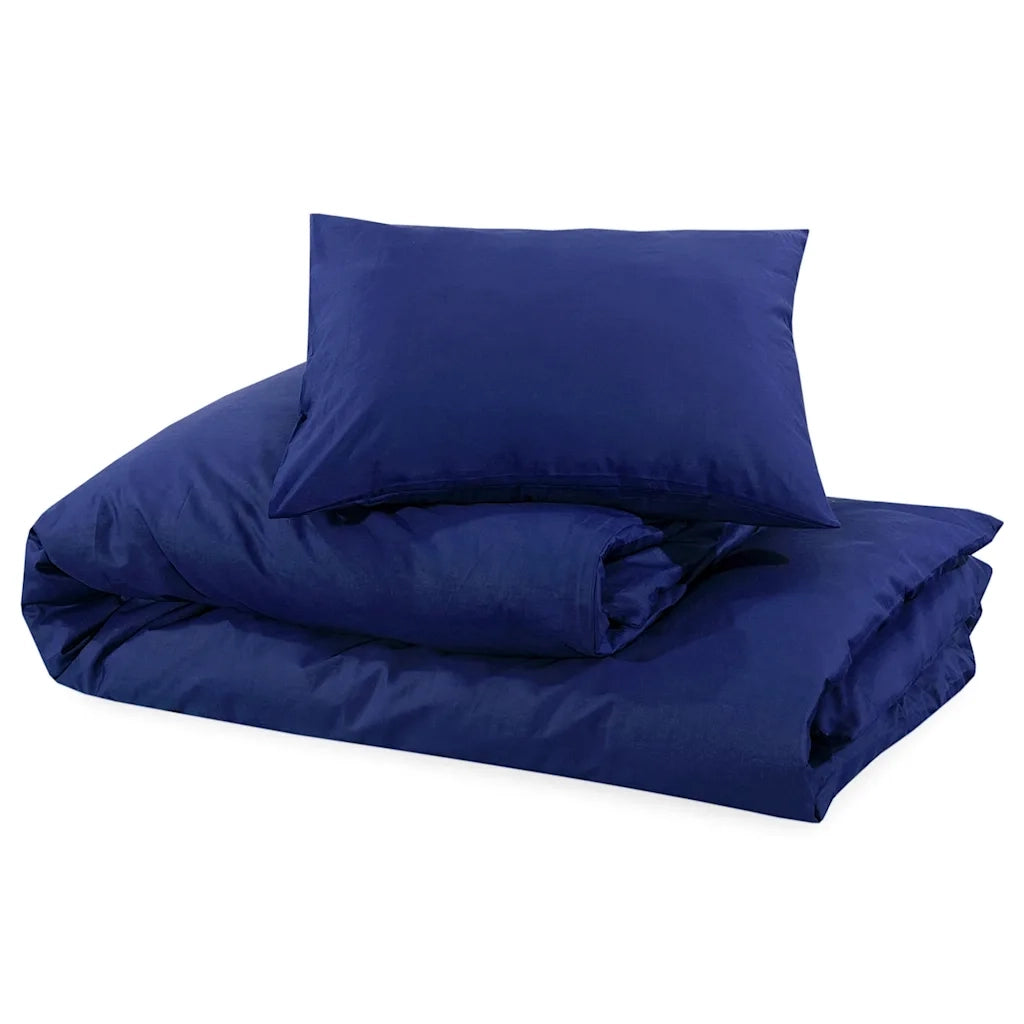 Set Copripiumino Blu Marino 155x220 cm in Microfibra Leggera 136007
