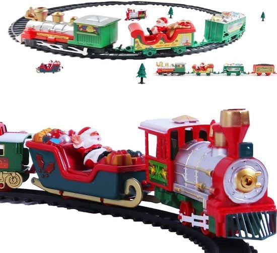 Treno elettrico di Natale - Treno di Natale elettrico - Treno intorno all'albero di Natale - Accessori di decorazione di Natale - Treno giocattolo di Natale - Treno di Natale con luce e suono - Decorazione di Natale - Accessori del villaggio di Natale