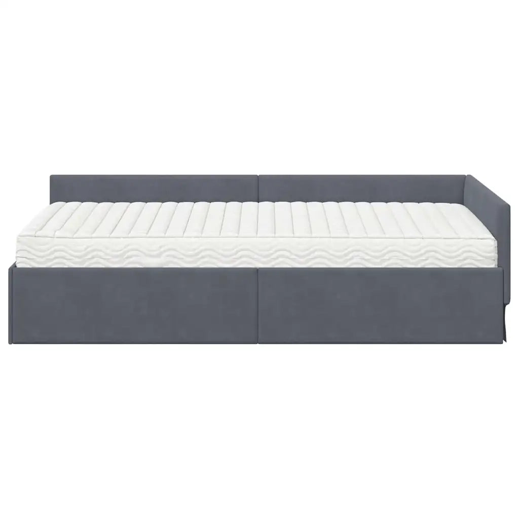 Struttura Letto Angolare con Materasso 2 pz-Giroletto con materasso Grigio Velluto 647940