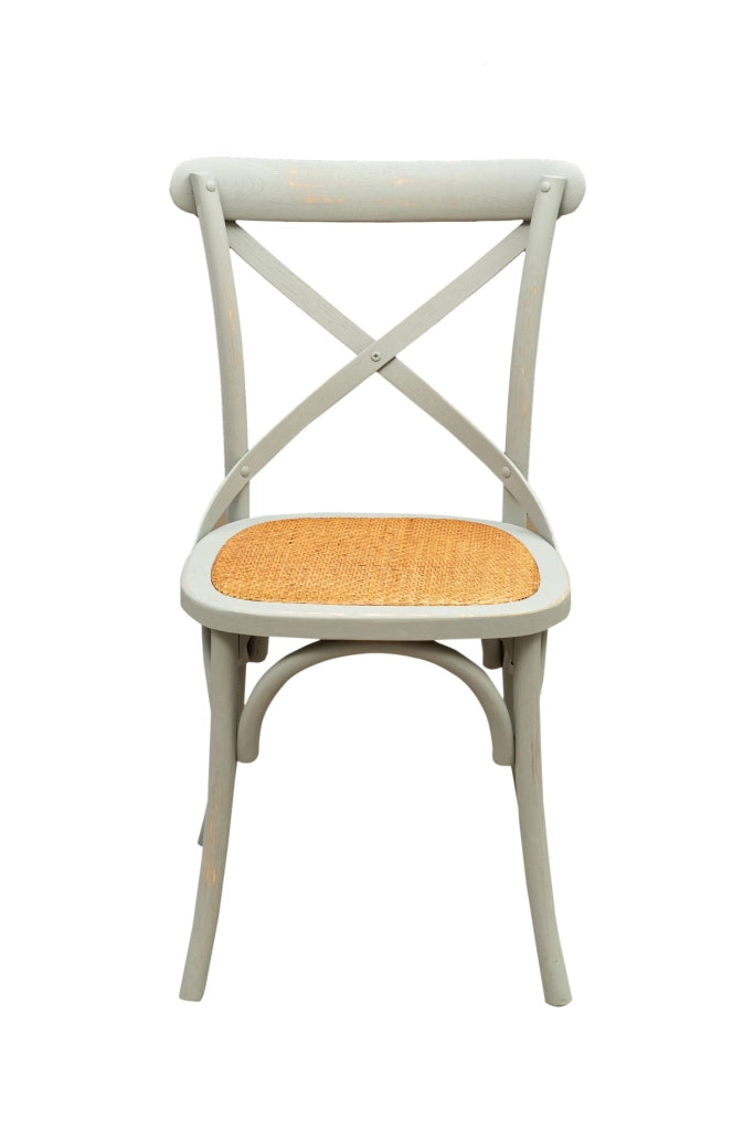 Biscottini Sedia Thonet in massello di frassino e seduta rattan finitura Grigio anticato L48xPR52xH88 cm