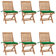 Sedie da Giardino Pieghevoli con Cuscini 6 pz Massello di Teak cod mxl 72182