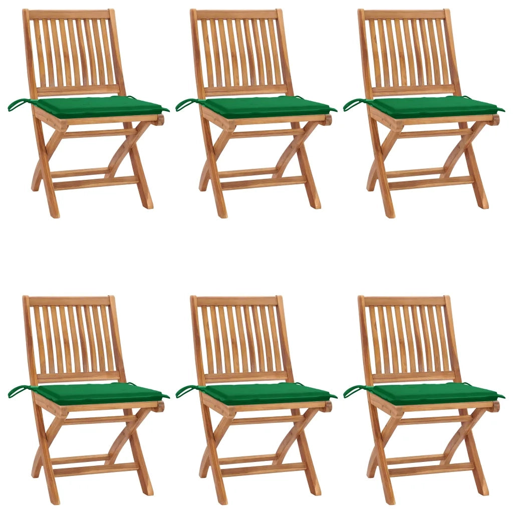 Sedie da Giardino Pieghevoli con Cuscini 6 pz Massello di Teak cod mxl 72182