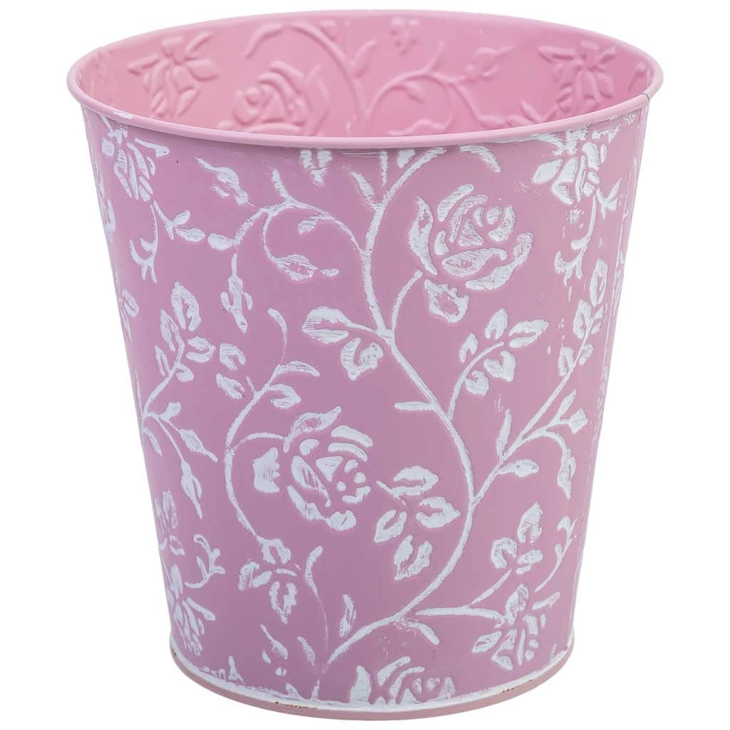 Cubo in metallo rosa D14x14,5h cm B10