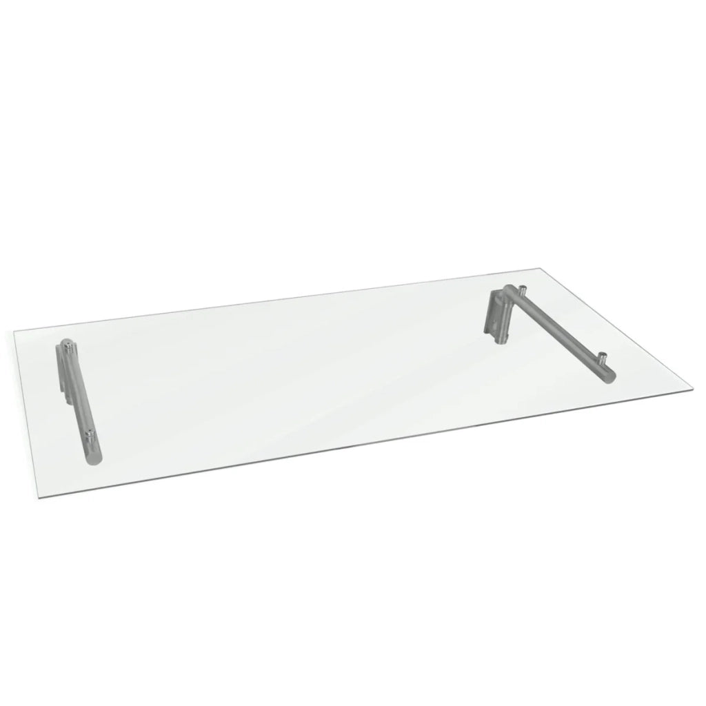 Pensilina in Vetro 120x80 cm con Staffe Acciaio Inox per Porta Ingresso