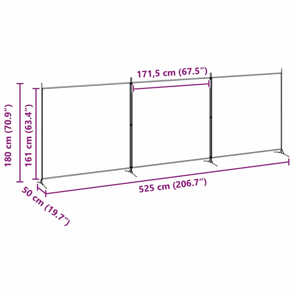 Paravento a 4 Pannelli Beige 525 x 180 cm Tessuto 42039232