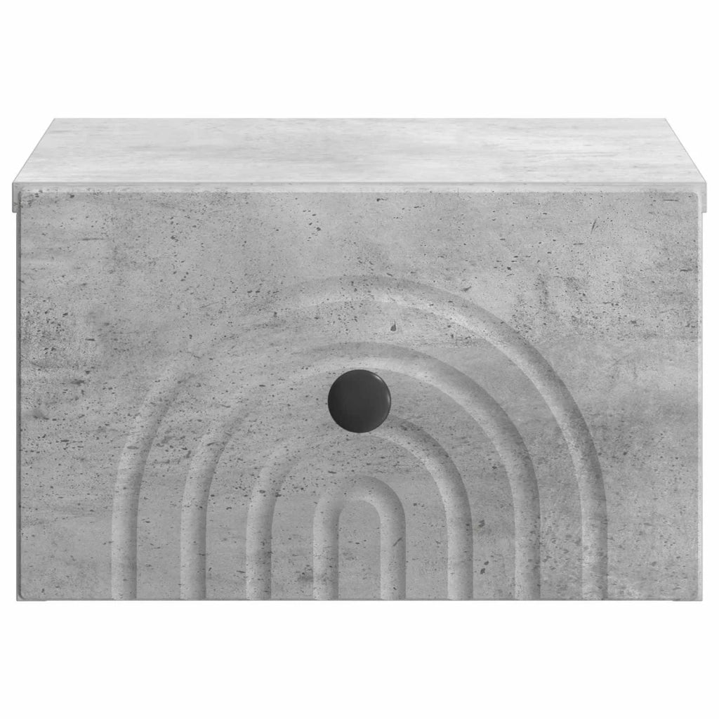 Comodino | Armadio da Notte | Mobiletto da notte a muro Grigio Cemento 33 x 34,5 x 20 cm