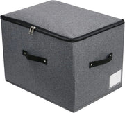 Cassetto di stoccaggio pieghevole con cerniera - maniglia in acciaio - 1 pezzo - nero/grigio - 43x30x30 cm
