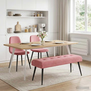 Panchina con bottoni imbottiti Rosa 110 x 40 x 46 cm Velluto 42038533