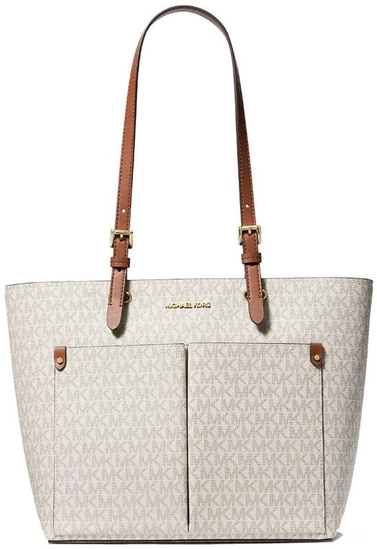 Borsa a tracolla media con due tasche, vaniglia, media