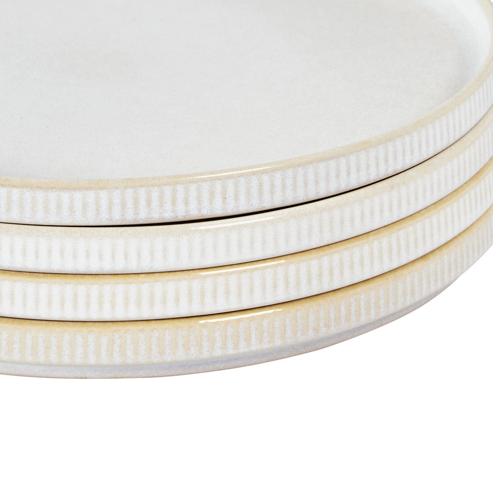 Set di 24 stoviglie di gres caolino bianco sporco fatto a mano con smalto reattivo Servizio per 8 persone Cucina Sala da pranzo
