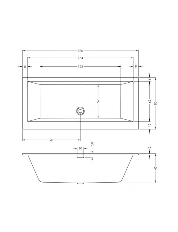 RIHO RETHINK CUBIC Vasca da bagno in acrilico 180x80 cm