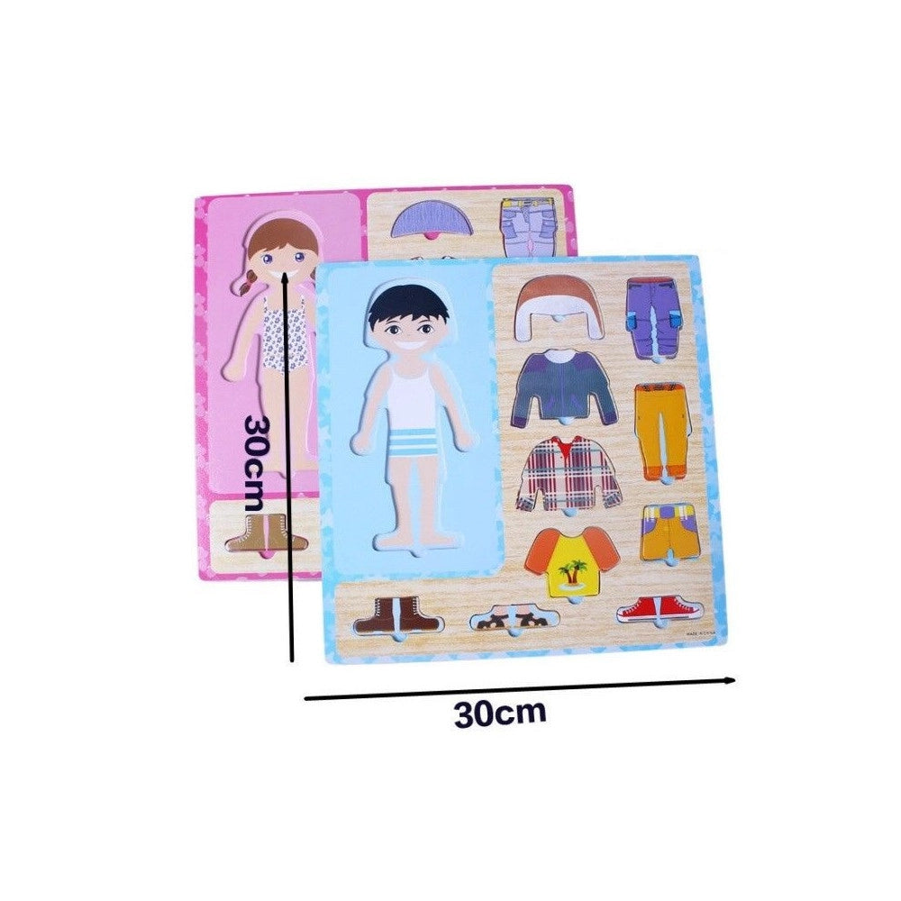 Trade Shop - Gioco Puzzle In Legno Creativo Vestire Vestiti Bambino Bambina -