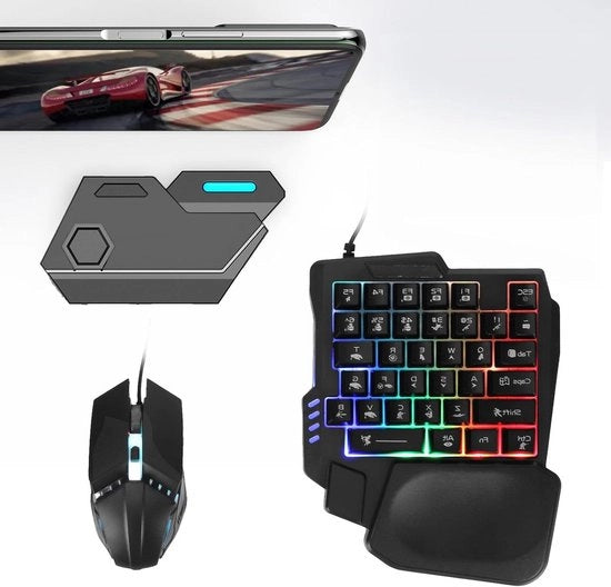 Pacchetto di tastiera e mouse da gioco - Adattatore di conversione Bluetooth 5.2 - Sostegno per telefono - Pacchetto per giochi in prima persona portatili .
