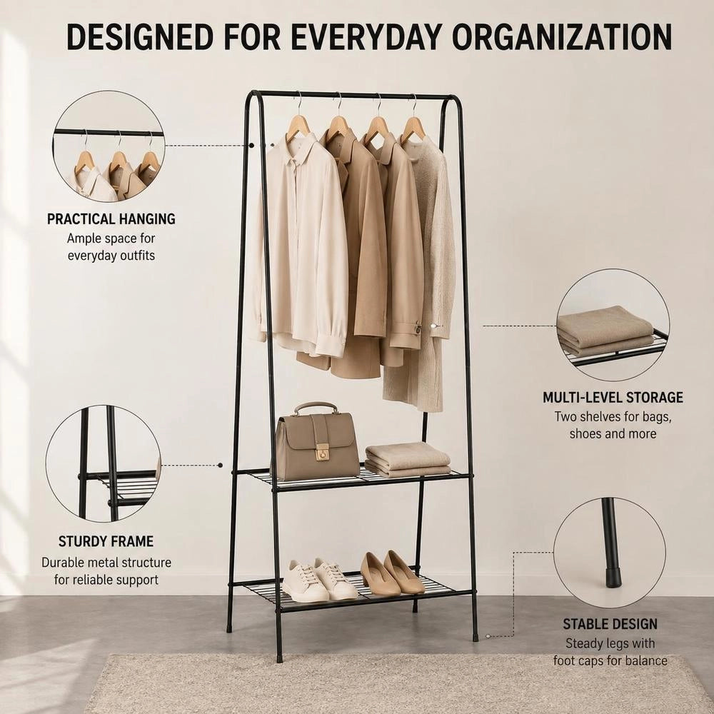 Clothes Rack 59 X 35 X 150 Cm Black