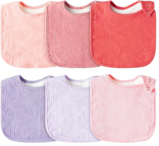 Set di 6 coppe per neonati con chiusura a molla regolabile, coppe di cotone mousseline in tono pastello per neonati, coppe per neonati con denti per la masticazione come regalo di natale