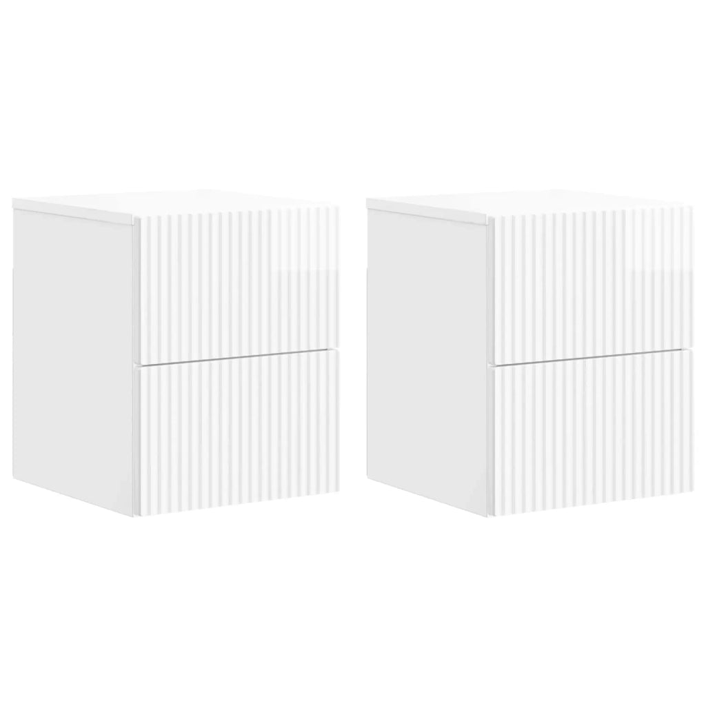 Mobiletto da notte a muro 2 pcs Bianco Lucido 33 x 34,5 x 40 cm 898474
