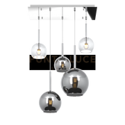 SOSP. CROMO RETTANGOLARE 5 LUCI VETRI (1 GRANDE CR+1 MEDIO CR+3 PICCOLO (1X CR+2X TR)) 1155CR-S5 RMIX-TC