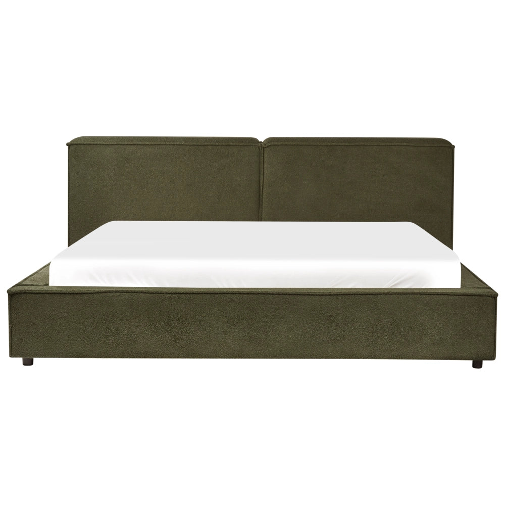 Letto matrimoniale in bouclé con struttura a doghe verde scuro 180 x 200 cm stile classico camera da letto