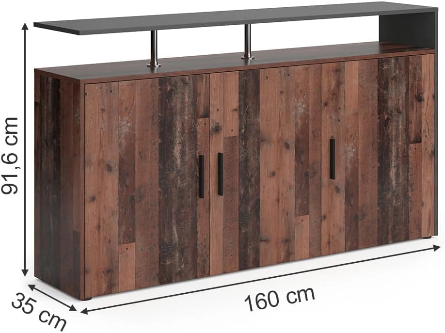 Credenza Amato, Legno antico, 35 x 91.6 cm, per la conservazione di abbigliamento e oggetti per la casa