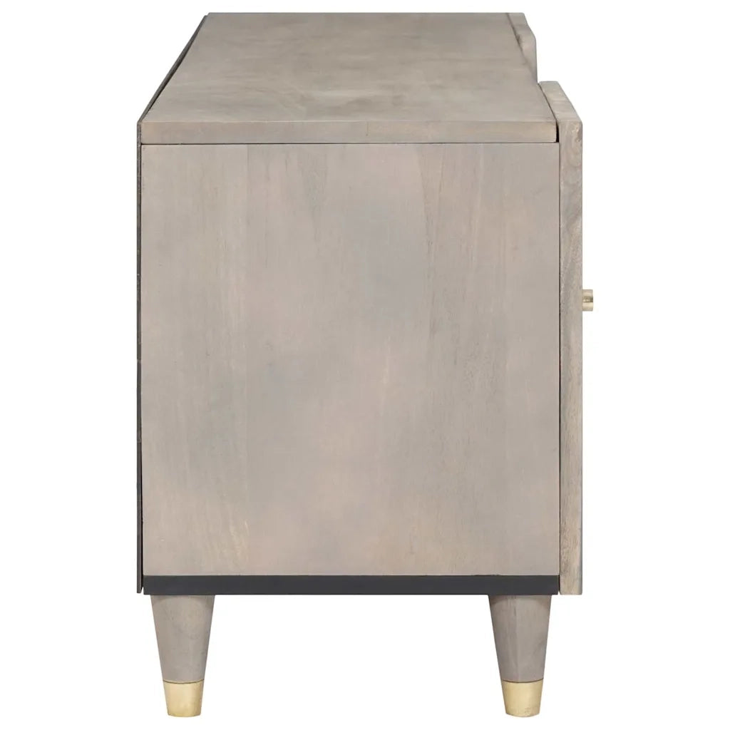 Mobile TV Grigio 105 x 33 x 46 cm Legno di mango massello 4018786