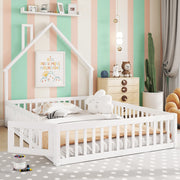 LETTO per bambini 140x200 cm con sponde di sicurezza, pino e MDF bianco