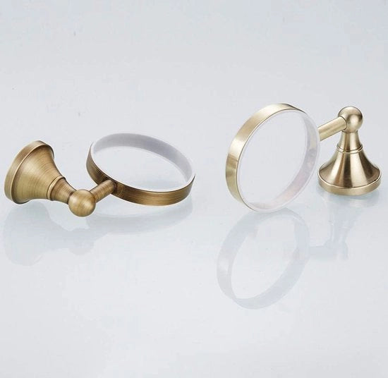 Set di supporto per spazzola da bagno con finitura in stile antico e bronzo, montaggio a muro in metallo.