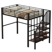 Letto a soppalco 140 x 200 cm; Letto Matrimoniale con Scala e Ampio Spazio Contenitore; senza Materasso; Nero