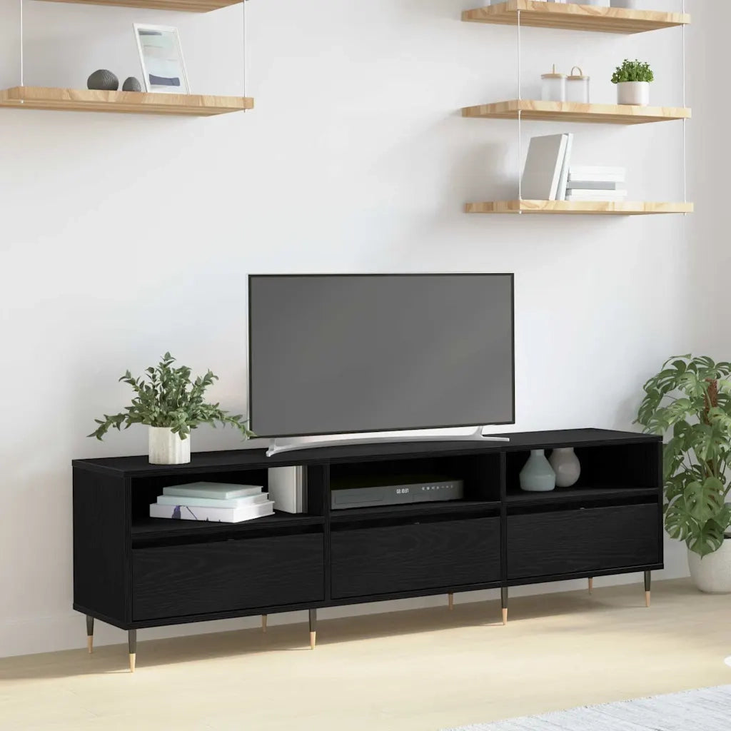 Mobile TV Rovere Nero 150 x 30 x 45 cm Legno multistrato 869075