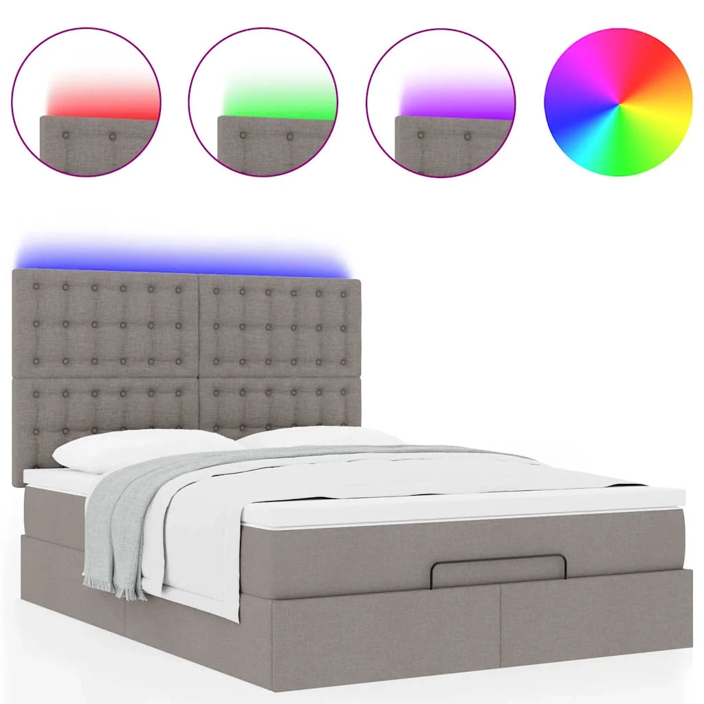 Struttura Letto Pouf con Materasso Tortora 140x190 cm Tessuto 3314173