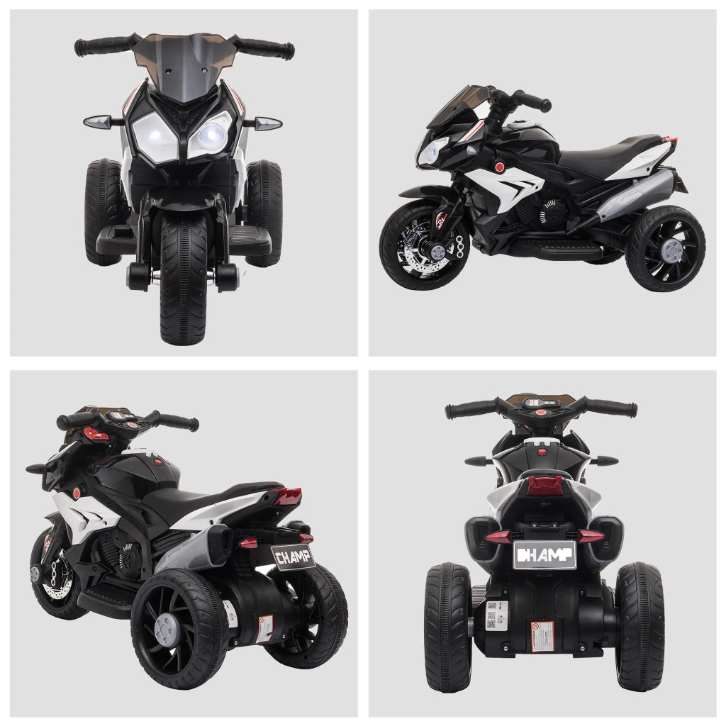 Moto Elettrica per Bambini 3-5 Anni con Luci e Musica ¨C zephmum ¨C Nero 86x42x52 cm