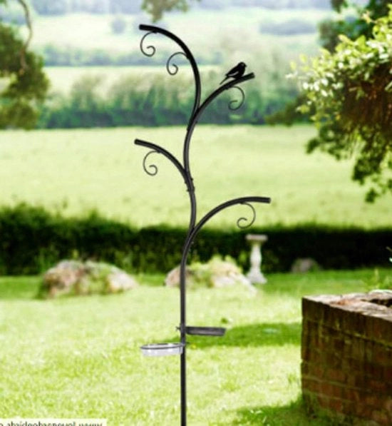 Vassoio per uccelli appollaiati - Design stile arboreo con ganci e rami - Adatto per semi, arachidi, fiori di zinnia e boccioli grassi - Idoneo per esterno, giardino e terrazza