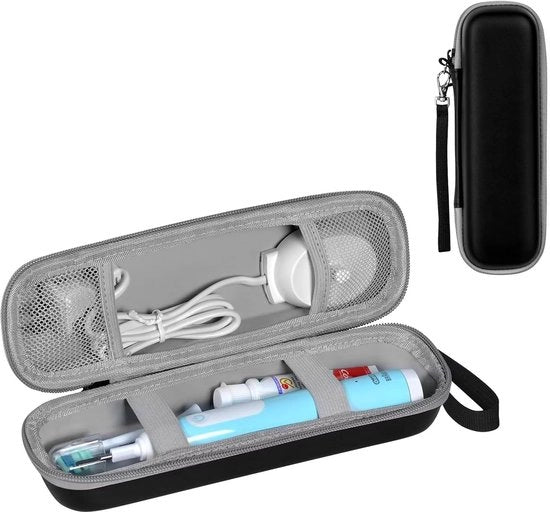 Tas portatile per spazzola da denti con fodera rigida EVA - Adatto per la maggior parte delle spazzole da denti elettriche (nero)
