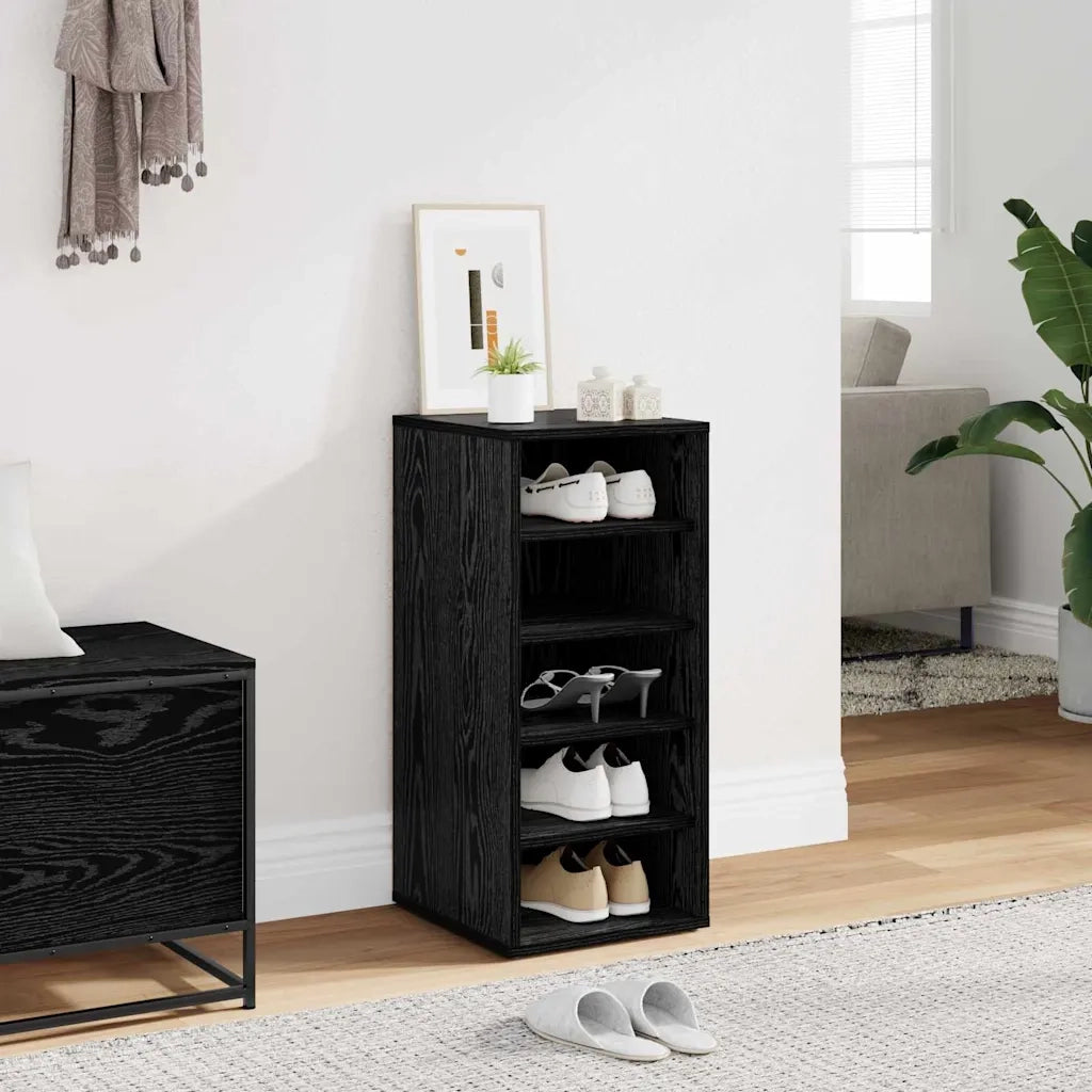 Mobile per scarpe Rovere Nero 32 x 35 x 70 cm Legno multistrato 862686