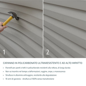 Casetta Da Giardino in Policarbonato Ultra Resistente Rubicon  303X237X235  cm Grigio Scuro