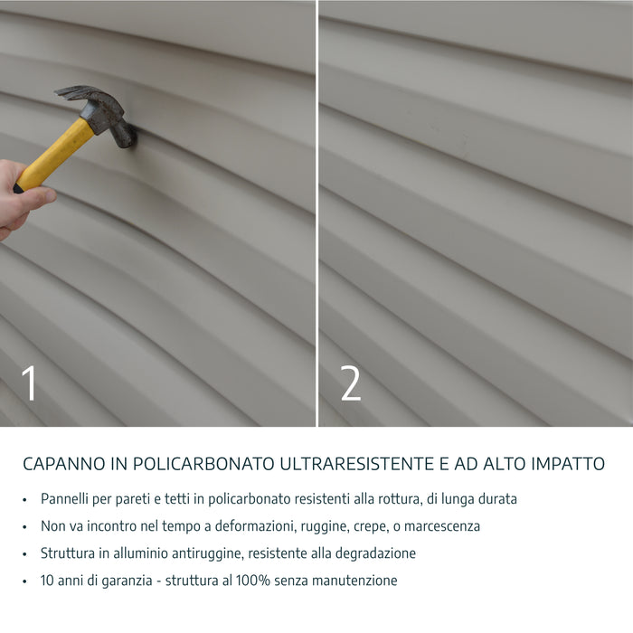 Casetta Da Giardino in Policarbonato Ultra Resistente Rubicon  303X237X235  cm Grigio Scuro