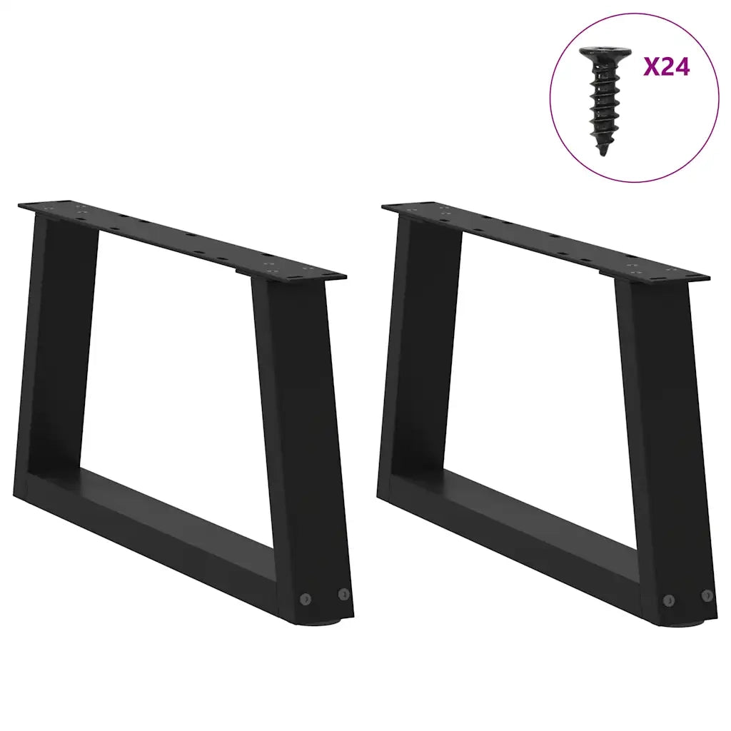 Gambe per Tavolino da Caff¨¨ a Forma di V 2 pz-Set di 2 Gamba per Tavolo Nere 60x(30-31,3) cm Acciaio 718079