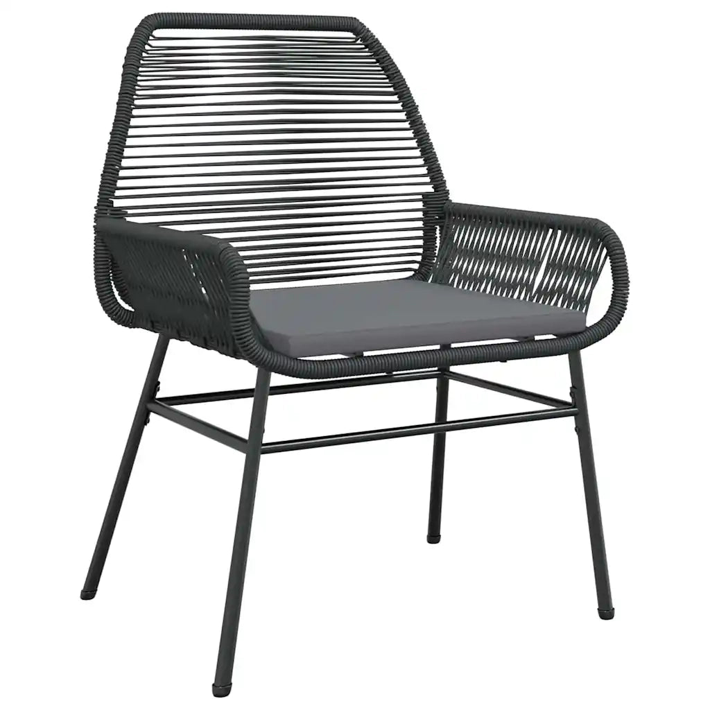 Set da Pranzo per Giardino con cuscino 5 pcs Nero polyrattan 3380871