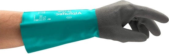 Manici di gomma nitrile per protezione chimica e liquidi - 58-535W - verde - taglia 9 - 6 paia