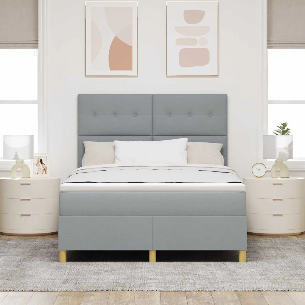 Letto a Sorgente LED Grigio chiaro 160 x 200 cm Tessuto