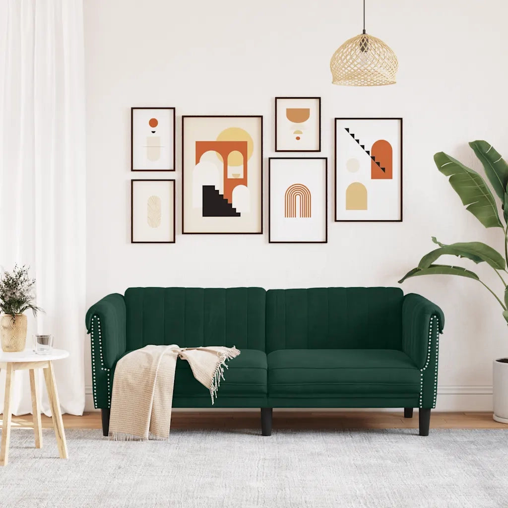 Divano | Divano da soggiorno | Sofa a 2 Posti Verde Scuro in Velluto