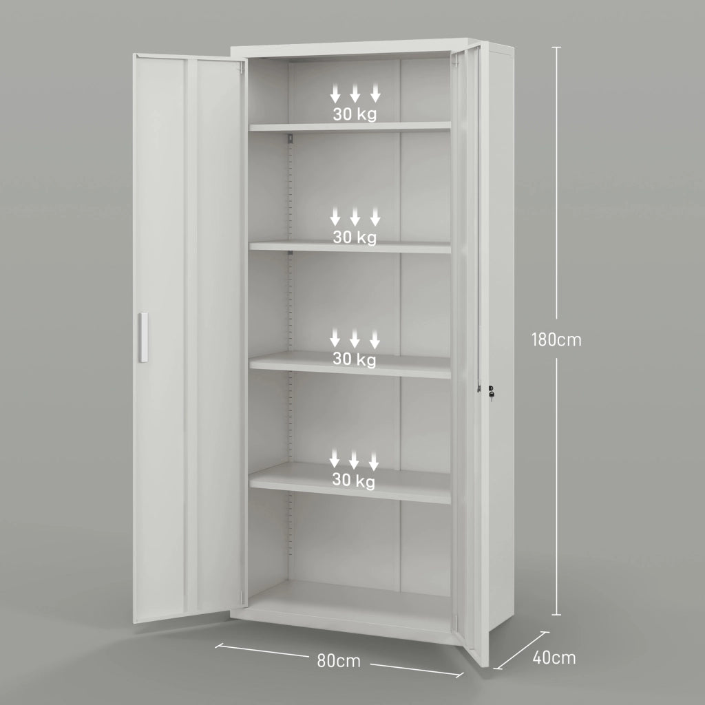 Armadio da Ufficio con Ripiani Regolabili ¨C zephmum ¨C Bianco 80x40x180 cm