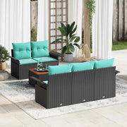 Set Divano da Giardino con cuscino 6 pcs Nero polyrattan