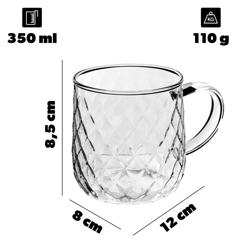 Set di 6 bicchieri da tè KADAX con manico per caffè, 350 ml.