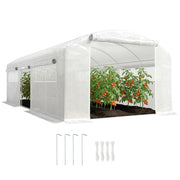 Serra Tunnel da Giardino ¨C Xylo ¨C 6x3x2m Acciaio Galvanizzato Bianco 3 Porte 6 Finestre