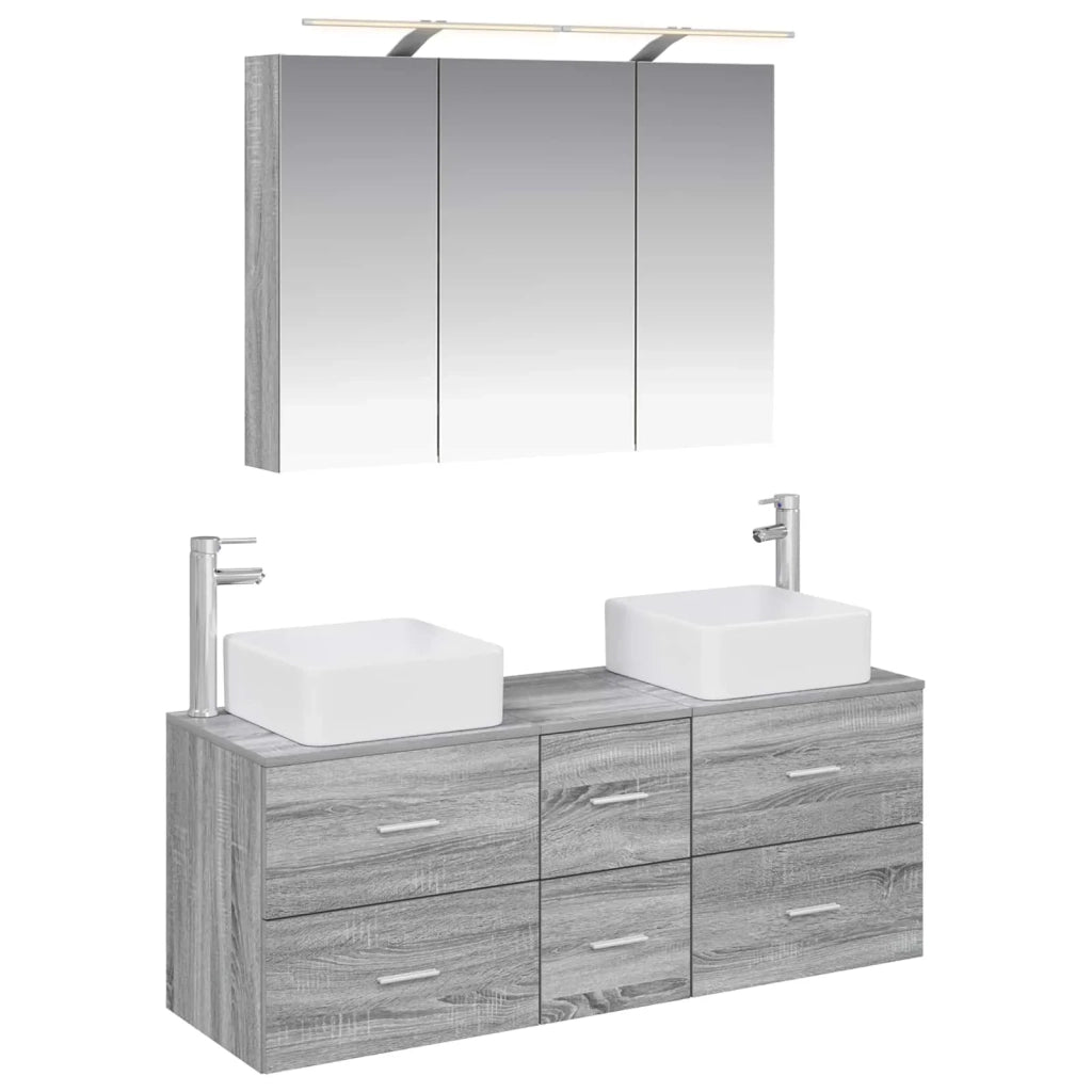 Set di mobili per il bagno 4 pcs Sonoma grigio 3406780