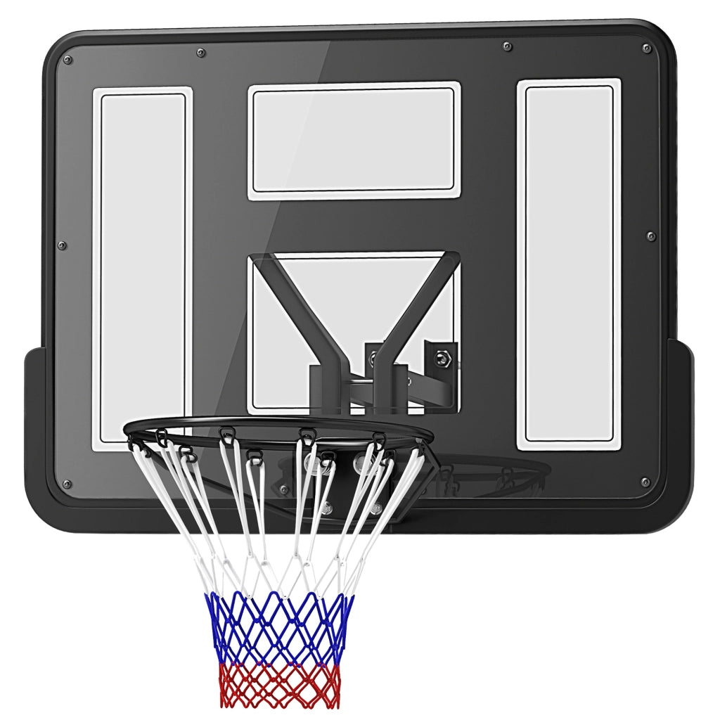 Canestro da Basket da Parete 110x75 cm con Tabellone e Molla Resistente per Interno ed Esterno Nero