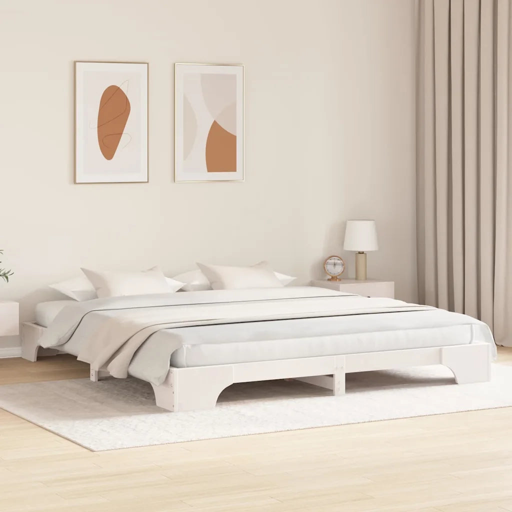 Struttura del letto Bianco 200 x 200 cm Pino massello 872849