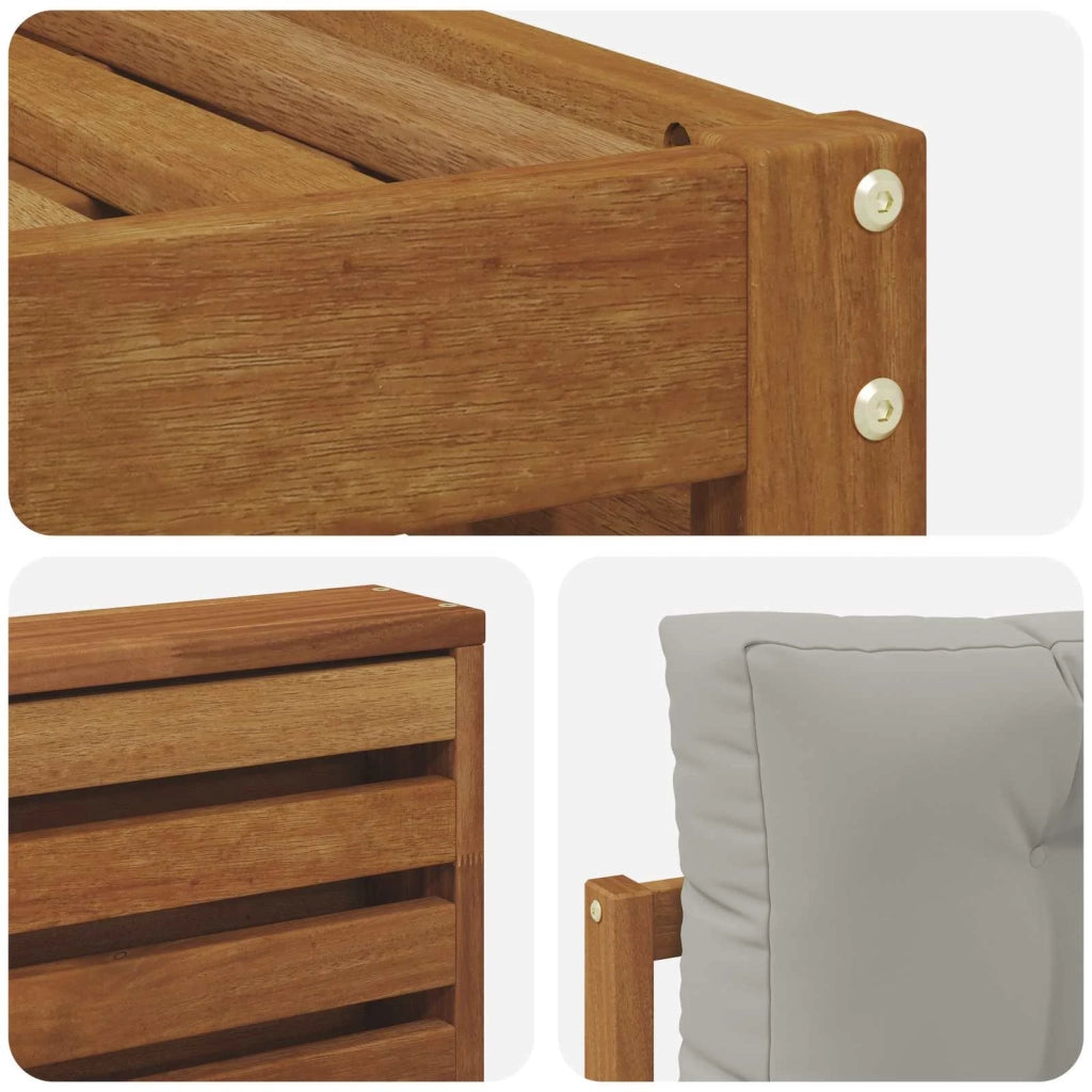 Set di divani da esterno 5 pcs Grigio Naturale e Chiaro