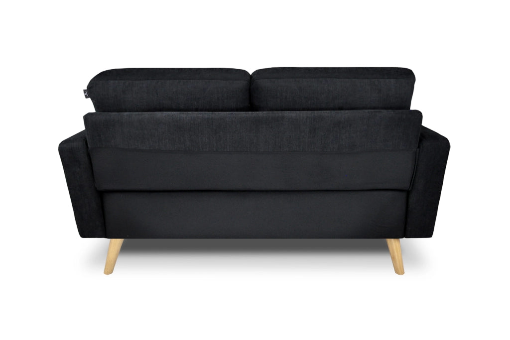 Divano 2 posti in tessuto vellutato nero piedi in legno - Chloe - DI2P-CH10FBC-PL